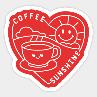 Coffee and Sunshine Cute Kawaii white design Sticker